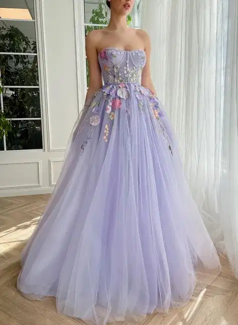 Jamille Lilac Tulle Gown - Dresses