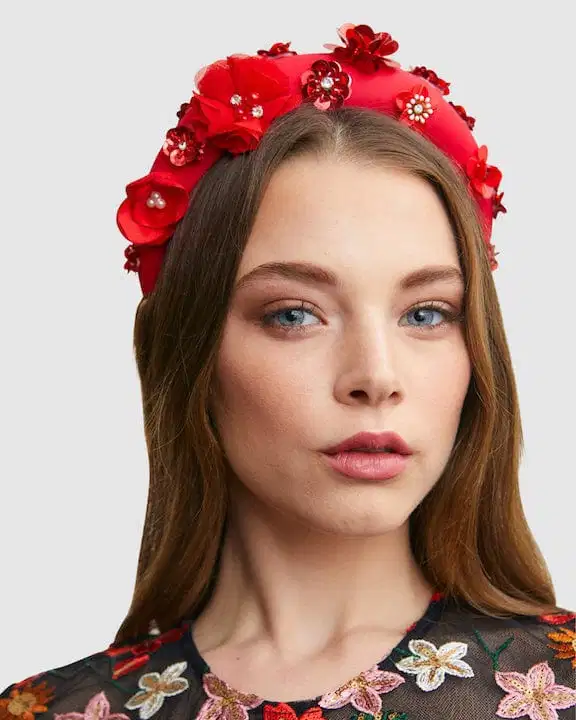 Akira Red Floral Headband - Headpieces