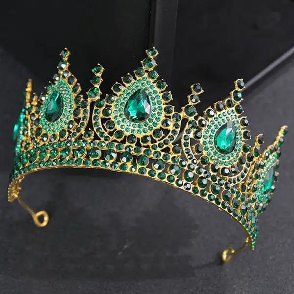 Large Green Rhinestone Pointed Crown - Headpieces