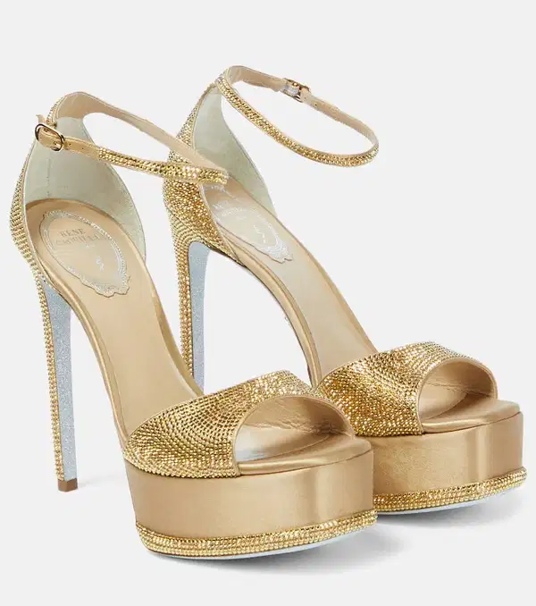 Gold and Glitter Platform Pump - Shoes