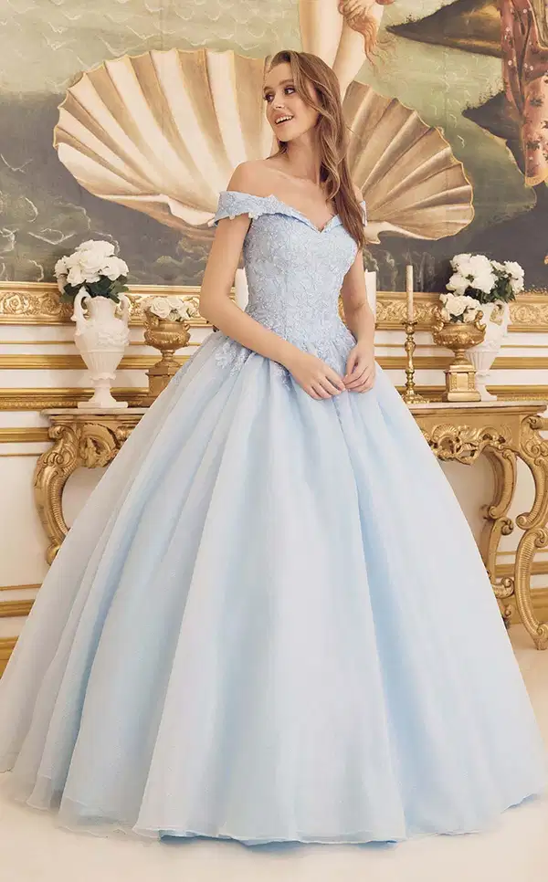 Applique Off Shoulder Ball Gown - Quinceañera Dresses
