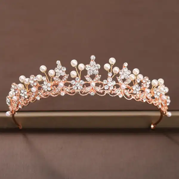 Baroque Peach Crystal Tiaras - Quinceañera Headpieces