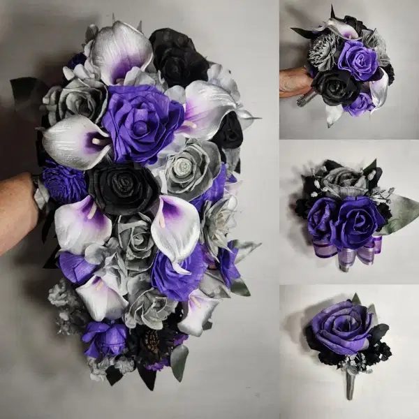 Purple Black Mis Quince Bouquet - Ramos