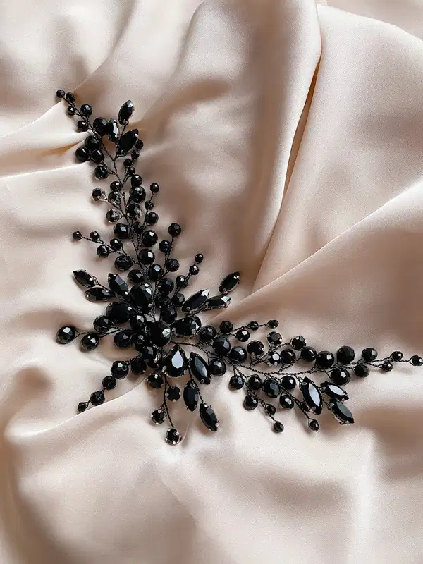Black Crystal Hair Vine - Headpieces