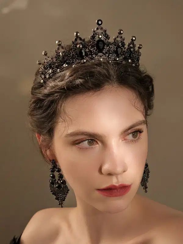 Black Rhinestone Tiara - Headpieces