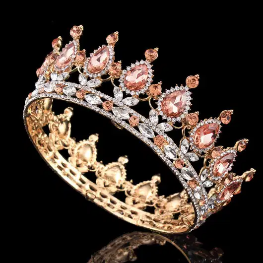 Peach Crystal Princess Tiara Crown - Headpieces