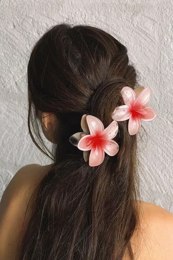 Bubblegum Pink Floral Hair Clip Set - Headpieces