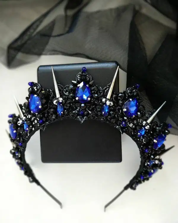 Blue and Black Spiked Princess Tiara Crown - Headpieces