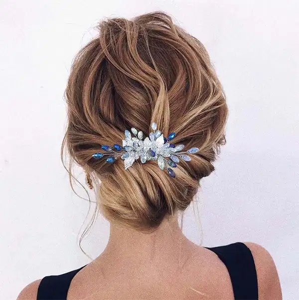 Silver and Blue Hair Comb - Headpieces