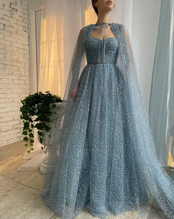 Blue Skies Capelet Gown - Dresses