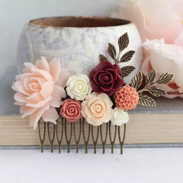 Soft Blush Flower Comb - Headpieces