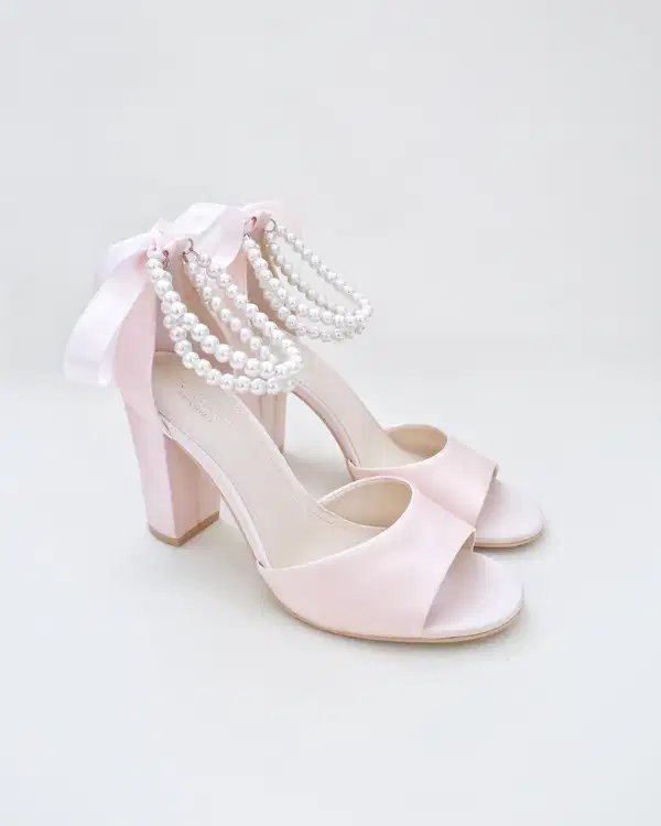 Blush Lace Block Heels - Quinceañera Shoes
