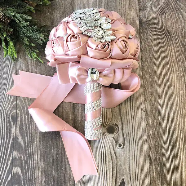 Blush Pink Silver Brooch Bouquet - Ramos
