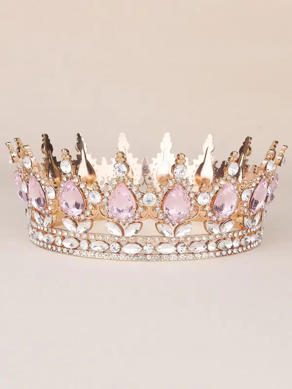 Pink and Gold Quinceanera Crown - Headpieces