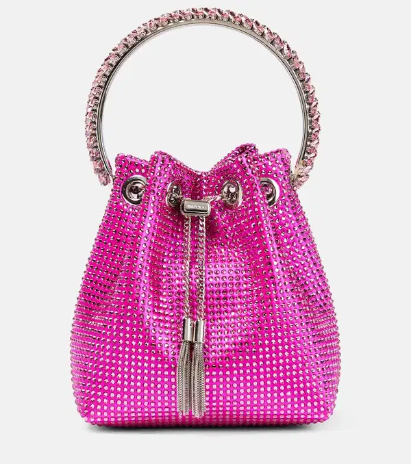 Pink Rhinestone Bucket Bag - Purses