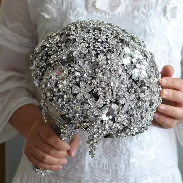 Luxury Silver Jeweled Brooch Bouquet - Ramos