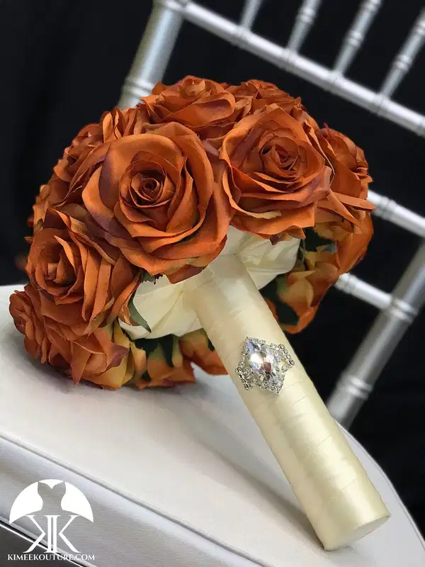 Burnt Orange Silk Bouquet - Quinceañera Ramos