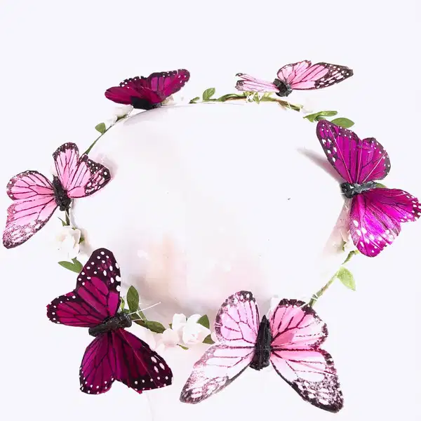 Purple Butterfly Floral Head Wreath - Headpieces