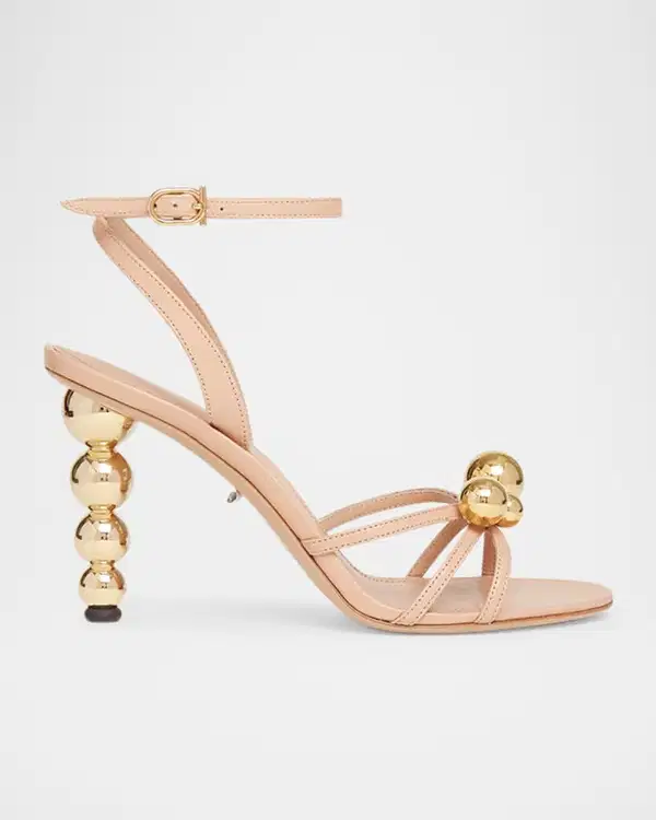 Ferragamo Gold Tone Embellished Heels - Shoes