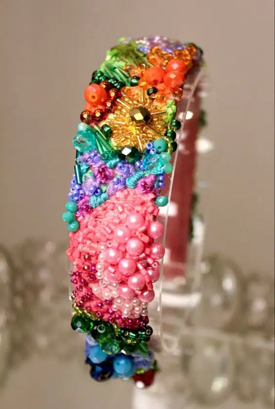 Candied Jeweled Beaded Headband - Headpieces