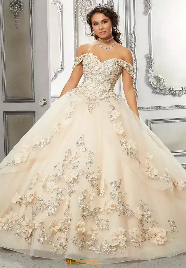 Pannier Skirt Floral Quinceañera Gown - Dresses