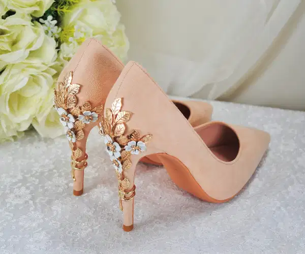 Cherry Blossom Suede Pumps - Quinceañera Shoes
