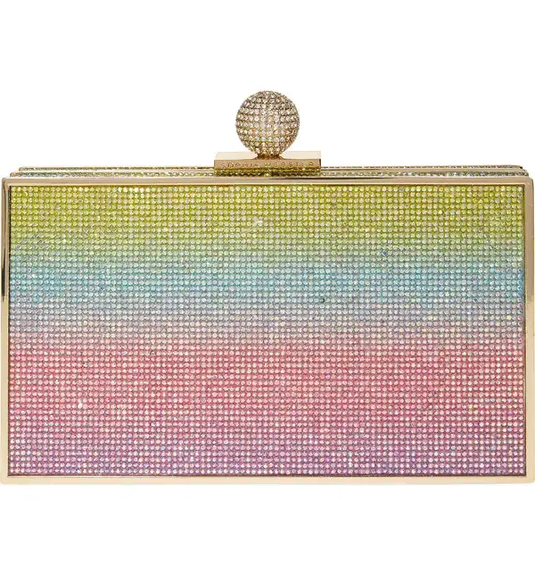 Clara Rainbow Crystal Box Clutch - Purses
