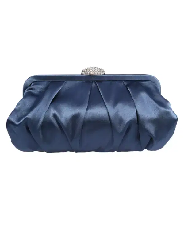 Classic Navy Satin Clutch - Purses