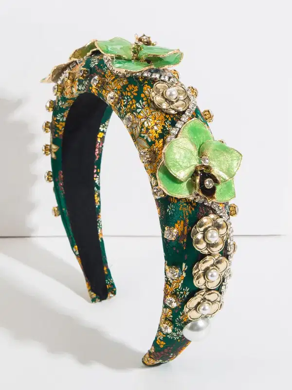 Baroque Green and Gold Stunner Headband - Headpieces