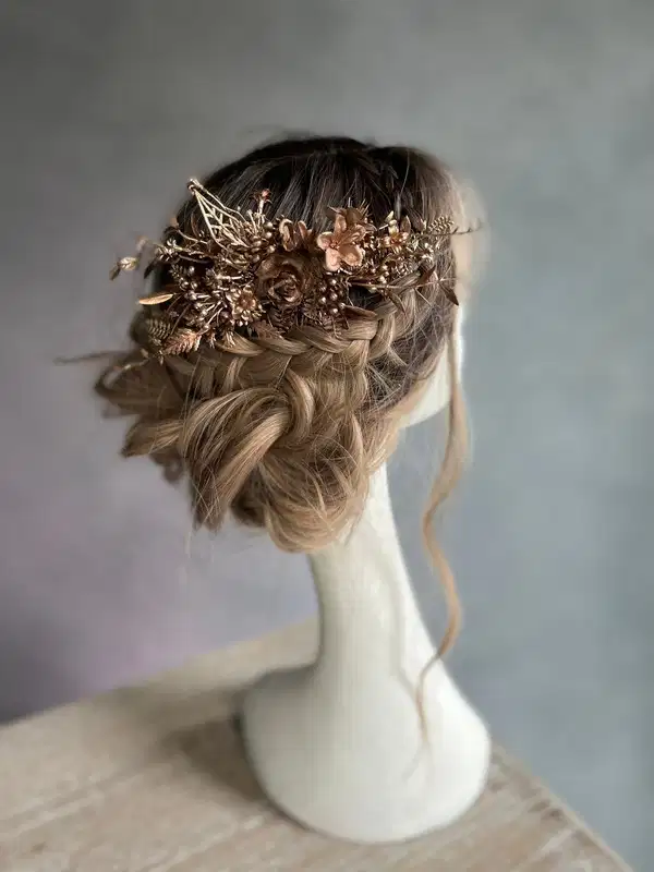 Dark Bronze Floral Hair Comb - Headpieces