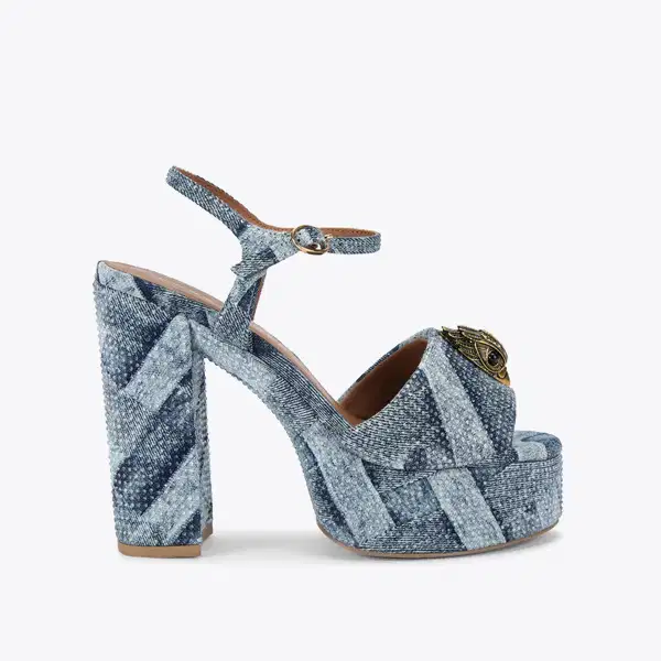 Denim Blue Straight Strap Sandals - Shoes