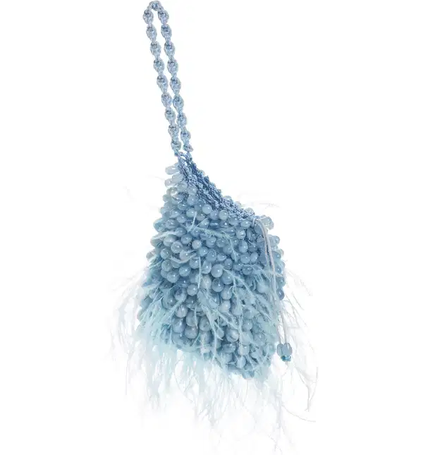 Dory Bead & Ostrich Feather Wristlet - Purses
