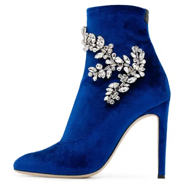 Guiseppe Zanotti Velvet Blue Ankle Boots - Shoes
