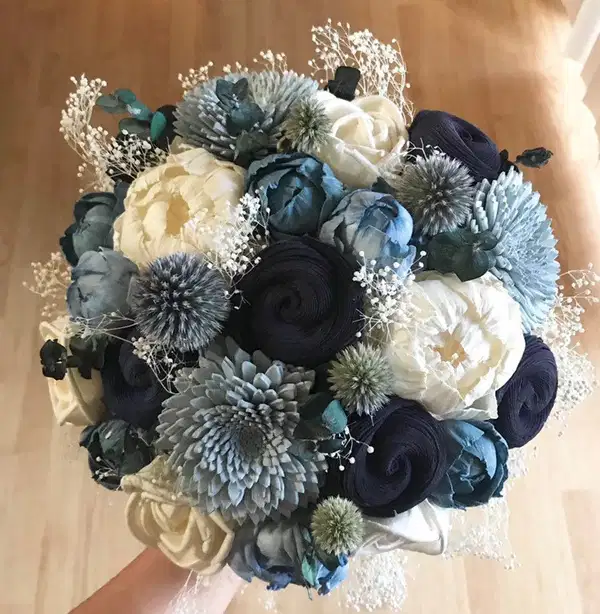 Dusty Blue Sola Wood Floral Bouquet - Ramos