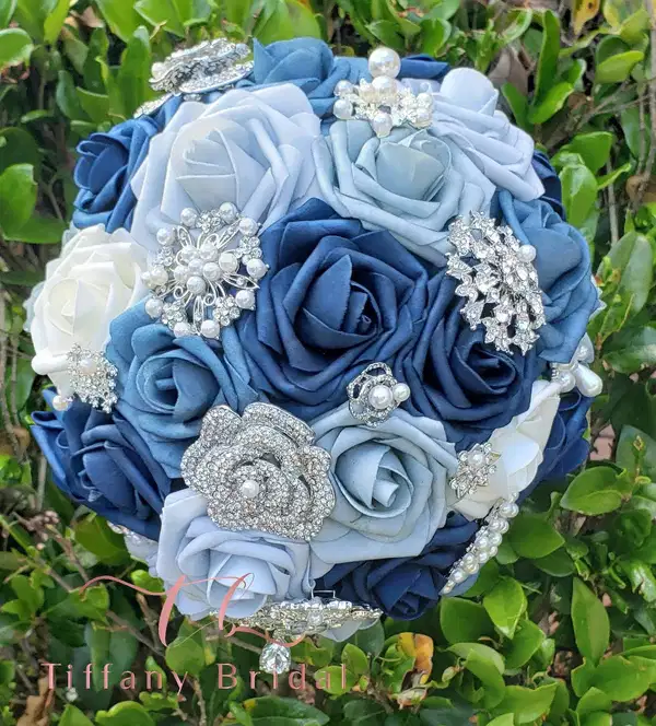 Dusty Blue Brooch Bouquet - Ramos