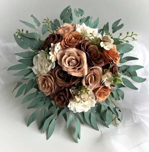 Dusty Orange Coffee Brown Bouquet - Quinceañera Ramos