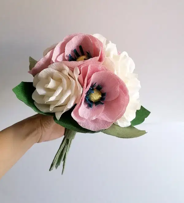 Petite Peony Crepe Paper Bouquet - Ramos