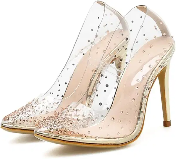 Elegant Clear Heel Pumps - Quinceañera Shoes