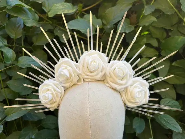 White Rose Floral Halo - Headpieces