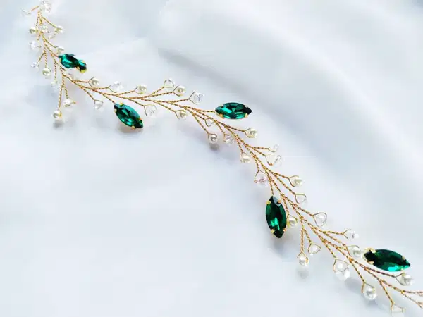 Emerald Leaf Hair Vine - Headpieces