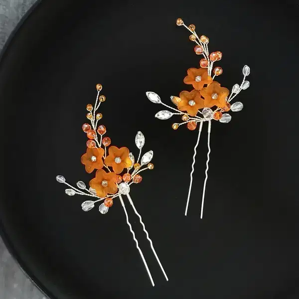 Fall Orange Hair Pins - Quinceañera Headpieces