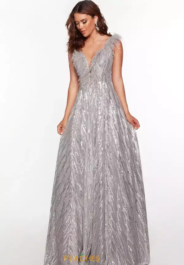 Alyce Paris Silver Long Dress - Dresses