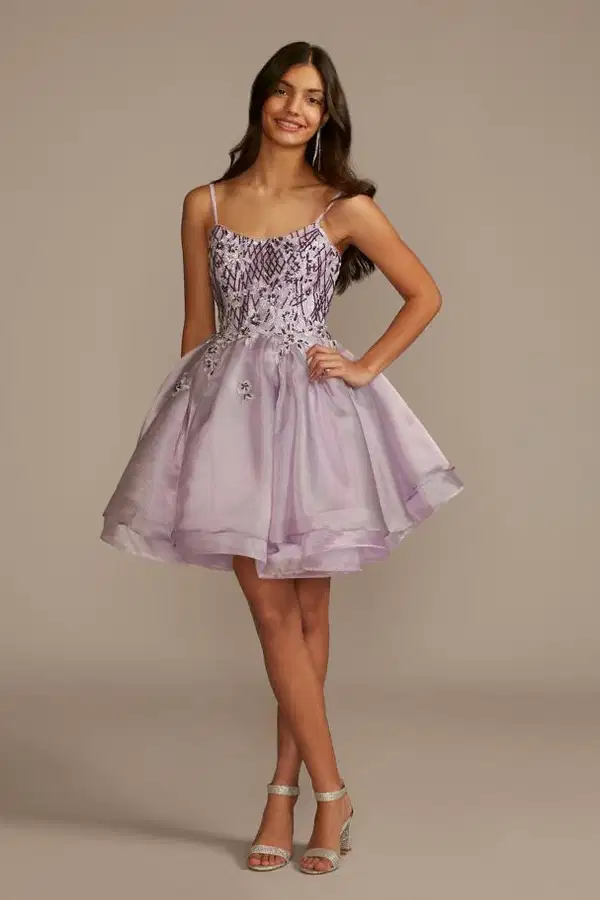 Floral Applique Tiered Damas Dress - Dresses