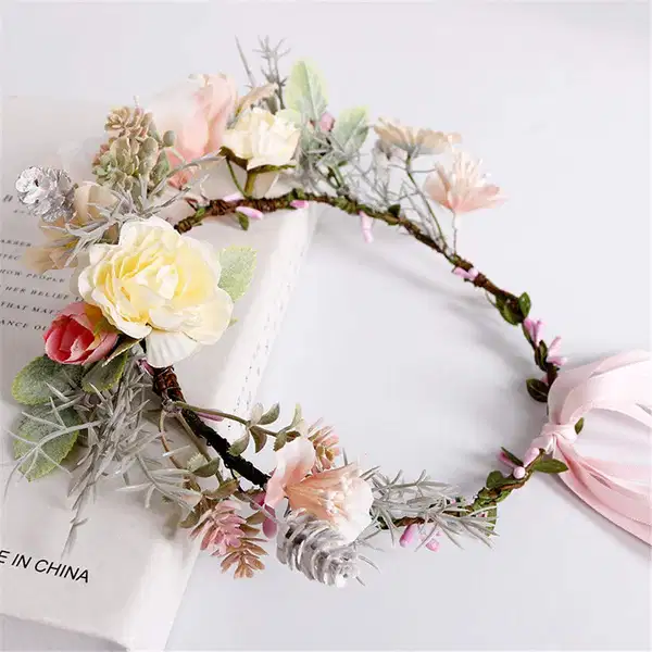 Dainty Floral Braided Head Wreath - Headpieces