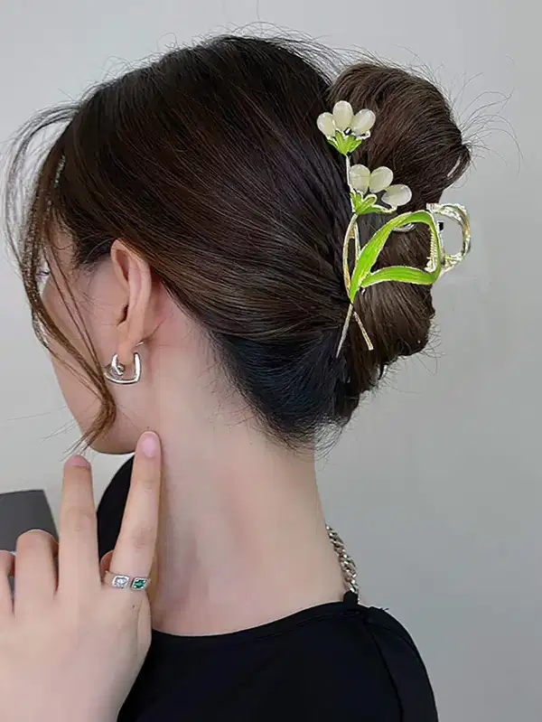 Jade Garden Blossom Hair Claw - Headpieces