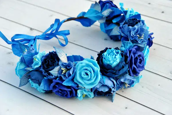 Blue Floral Halo Crown - Headpieces