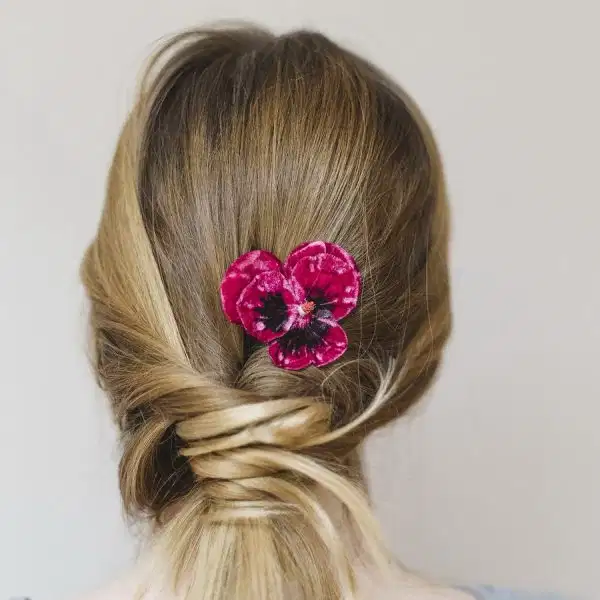 Hot Pink Large Pansy Flower Hair Clip - Headpieces