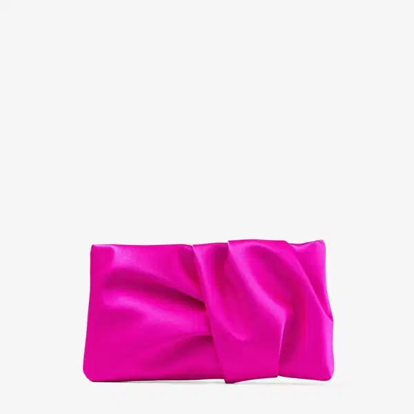 Bonny Fuschia Satin Chain Clutch - Purses