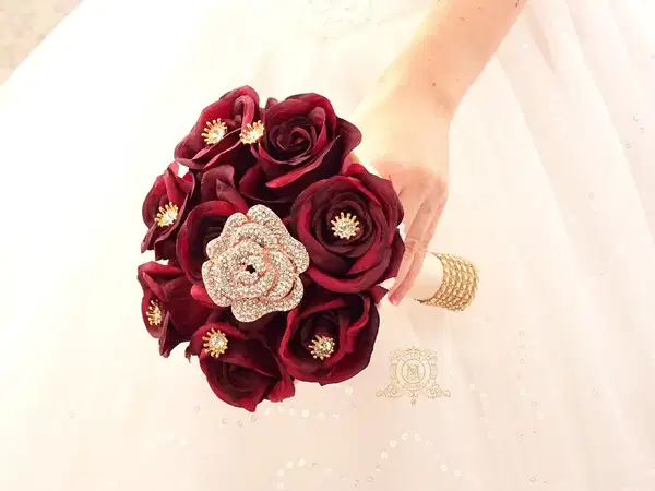 Burgundy Bejeweled Rose Bouqeut - Ramos