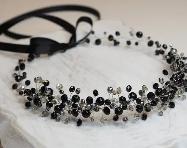 Black Gothic Crystal Hair Wreath - Headpieces